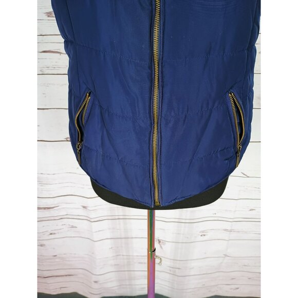 Copper Key Navy Blue Fur Collar Girl's Size Large Style CJ5089FXW1 Puffer Vest - Picture 5 of 9